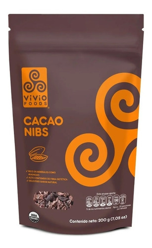 Cacao Nibs Orgánico 200g Vivio Foods Fibra Energía Superfood
