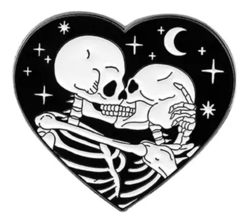 Pin Broche Metálico Beso Eterno Calaveras Para Mochila Gorra