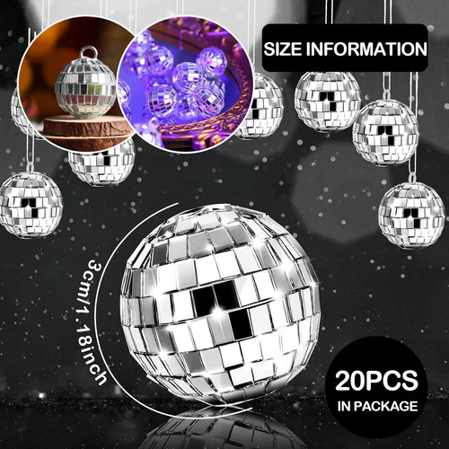 Mtlee 20 Piezas De Bolas De Discoteca Decorativas, 3.05 Cm