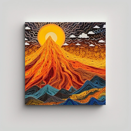 70x70cm Pintura Decorativa Del Etna En Italia Bastidor Mader