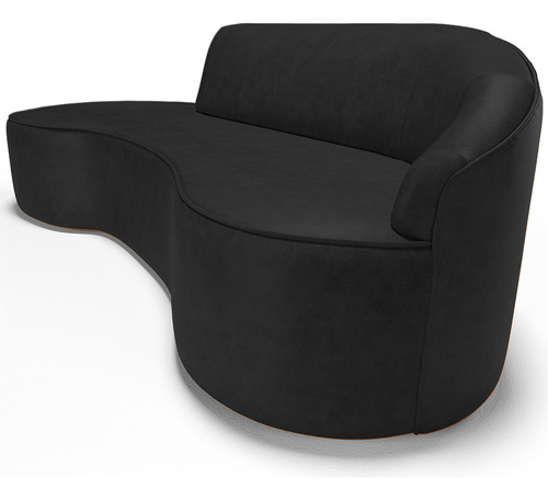 Sofá 3 Lugares Curvo Firenze Dir Couríssimo Preto 180cm B159