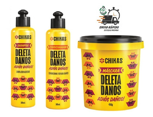 Kit Shampoo Máscara Cond Deleta Danos Chikas Reconstrução