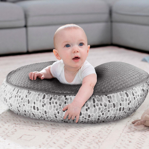 Boppy Cojín De Lactancia Lux Doble Textura Pinceladas color Gris