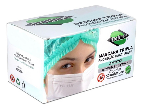 Mascara Tipo Cirúrgica Descartável - Protdesc Cor Rosa-claro