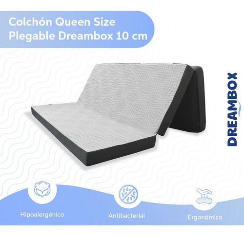 Colchón Queen Size 10 Cm Seccionado Plegable Dreambox Color Blanco