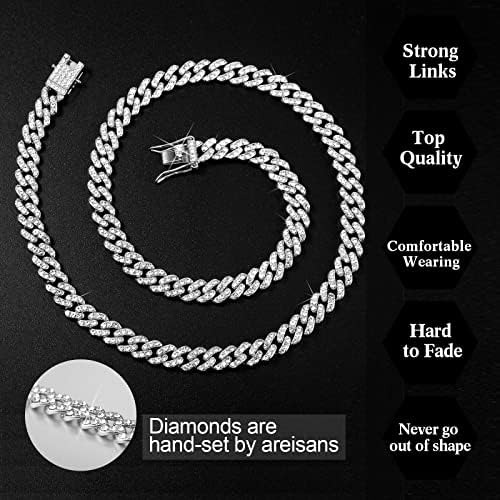Sureio Cadena De Eslabones Cubanos Con Diamantes De Imitació