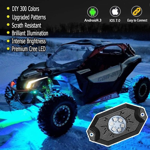 Kit De 4 Luces Led Rock Rock, Bluetooth, Rzr, Jeep Atv