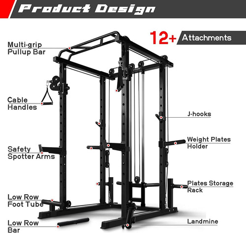 Jaula De Gimnasio Con Cable Cruzado Color Negro Marca Ritfit