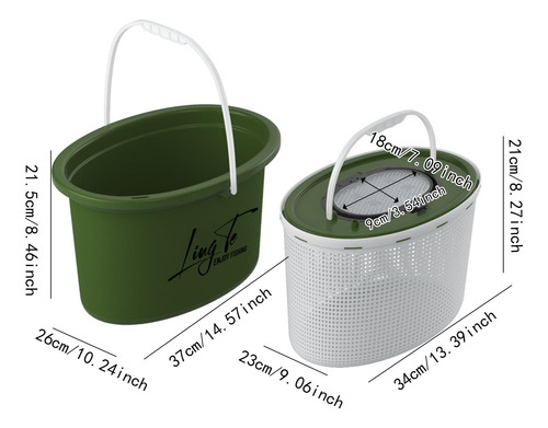 Cortete De Pesca Barril De Almacenamiento Bucket 12l Verde