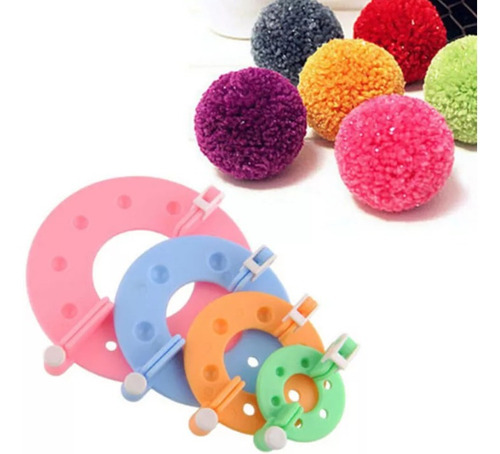 Imagen 1 de 6 de Kit Para Hacer Pompones En Hilo O Lana, 4 Tamaños