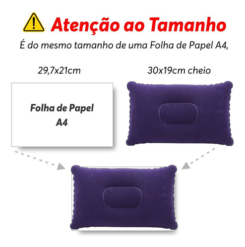 Travesseiro Almofada Inflável Compacta Viagem Camping Vermelho - Dobrável, Leve, Textura Aveludada, 30x19cm, Ideal para Acampamento, Avião, Escritório e Férias