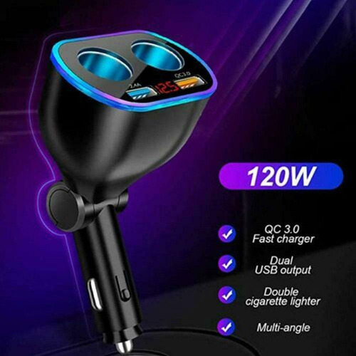 Tomada De Carro 12v Dual Usb Chargers Adapter Led