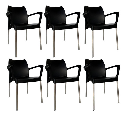 Kit 6 Cadeiras Poltronas Plástico Jardim Área Externa