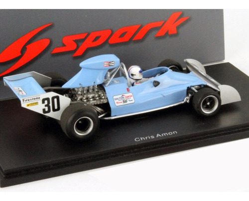 1/43 Spark Chris Amon Af1 Ford Cosworth F1 1974 Mônaco Gp Azul-celeste