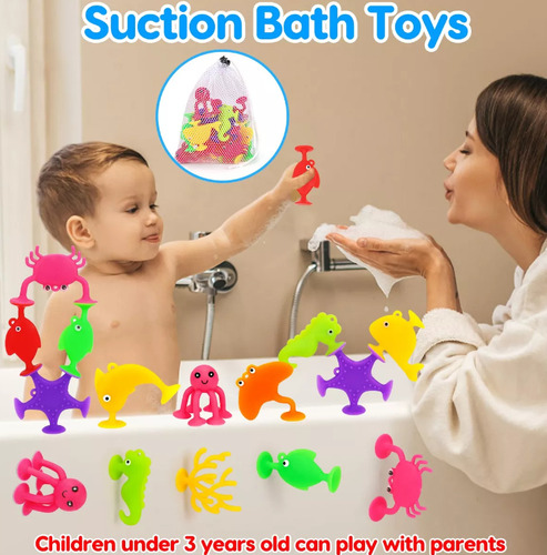 Juguete Ventosas De Silicona Para Niños Juego De Baño Océano Multicolor