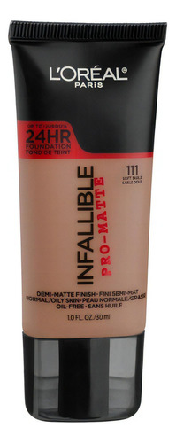 Base de maquillaje líquida L'Oréal Paris Infallible Pro-Matte 24 hrs tono 111 soft sable - 30mL