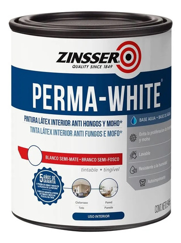 Perma White Latex Antihongo Antimoho Blanco X 1 Litro