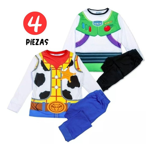 Set X 4 Piezas Pijama Disney® Woody + Buzz Toy Story Disfraz