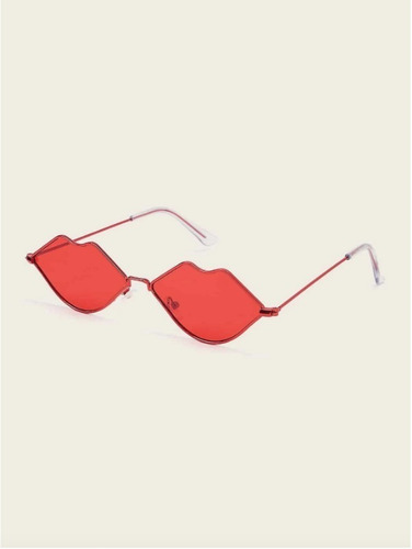 Gafas De Sol Importadas Anteojos Rojos Formas Labios Zaful Lente Rojo Armazón Rojo