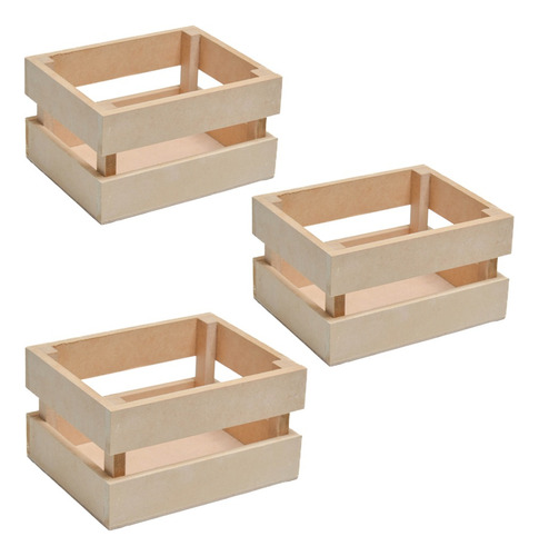 Set X3 Cajon Canasto Verdulero Madera Pintar 40x30x20cm