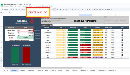 Planilha De Controle Financeiro - Google Sheets