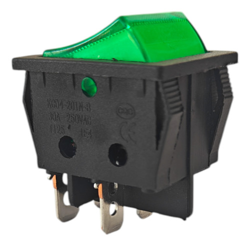 Boton Rocker Balancin On Off 250v 30a Terminales Amarillas Verde