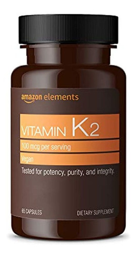 Amazon Elements Vitamina K2, Cápsulas De 0.0000035 Oz, 65 Cá