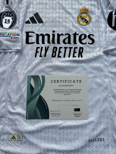 Playera Autografiada Por Jude Bellingham Con Certificado Uk