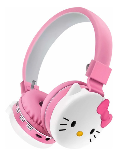 Audífonos Bluetooth De Diadema Hello Kitty Ah-806d Color Rosa