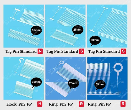 Plastiflecha Tag - Hook - Ring Pin /etiquetadora. 25/35/50mm