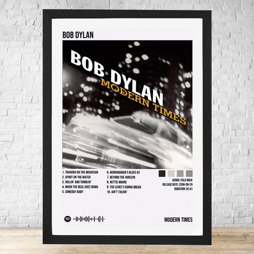 Cuadro Bob Dylan Modern Times 30x40 Con Vidrio Y Marco C669 Negro Moderno