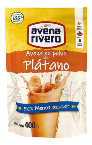 3 Pzas Avena Avena Rivero En Polvo Sabor Plátano 400 G