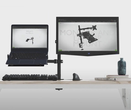 Imagen 2 de 8 de Soporte Doble Laptop Y Monitor De 13 A 32 Inclinacion Y Giro