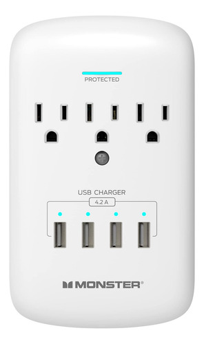 Extensor De Enchufe De Pared De 3 Salidas Con Usb
