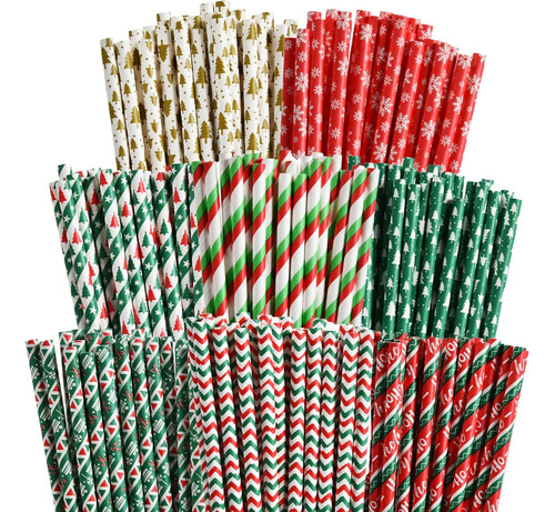 Ninu 200 Pajitas De Papel De Navidad, Árbol De...