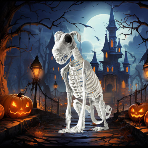Ll Decoración Halloween Con Esqueleto Perro Perro Esquele