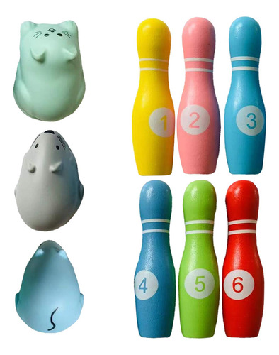 Juego De Bolos De Madera Juguete De Desarrollo Temprano Para