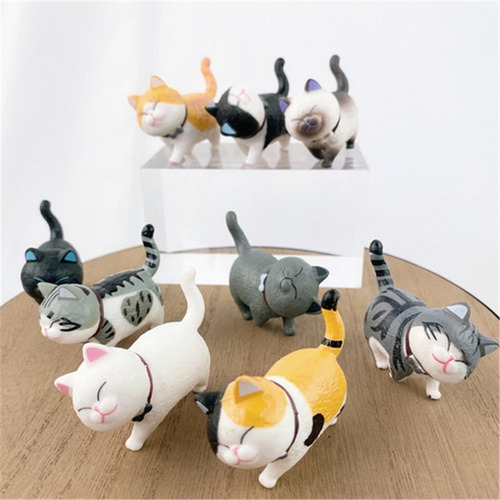 A 9 Piezas De Pvc Gatos Figurines Escritorio Mesa Gatito
