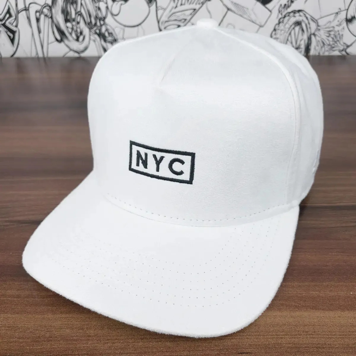 Bonés Aba Curva Nyc Bordado Camurça Trucker Americano Fitão Cor Branco Tamanho Único