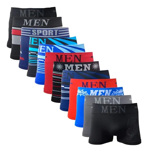 comprar Kit 12 Cuecas Box Boxer Adulto Microfibra Estampadas