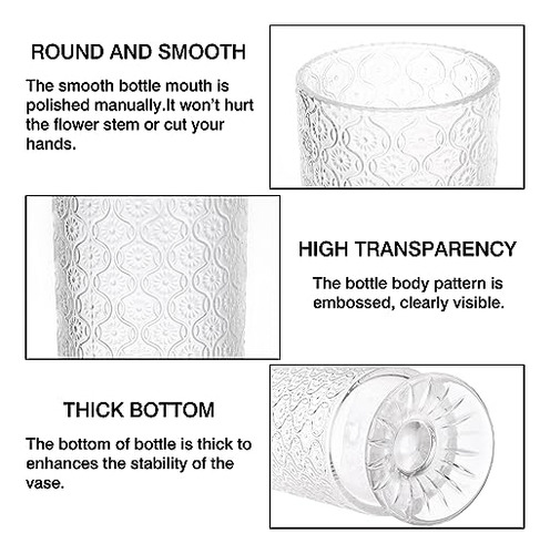 Set De 3 Jarrones De Vidrio Transparente Para Decoración De
