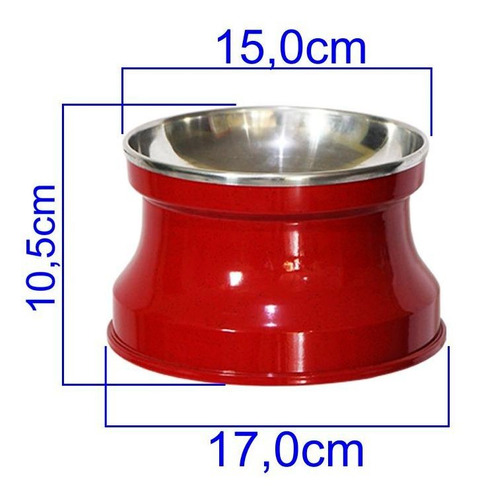 Imagem 3 de 3 de Comedouro Alto Gatos Alumínio Vermelho Gastrobel + Brinquedo