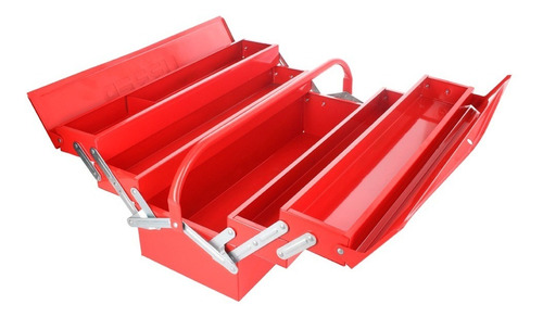 Caja De Herramientas Metálica Tipo Acordeón Con 5 Bandejas Color Rojo