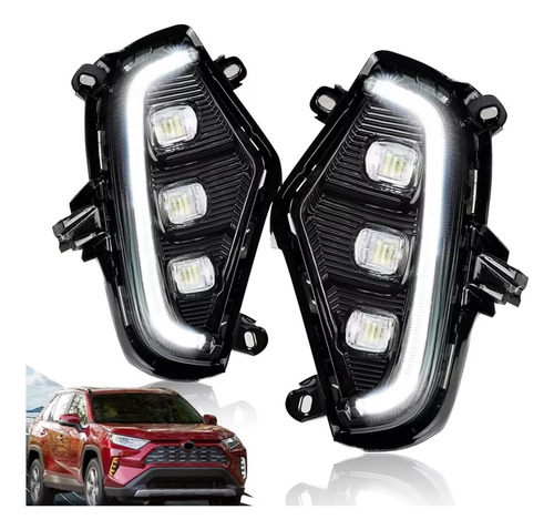 Bisel Led Drl Toyota Rav4 2019-22 Blanca/ambar Direccional