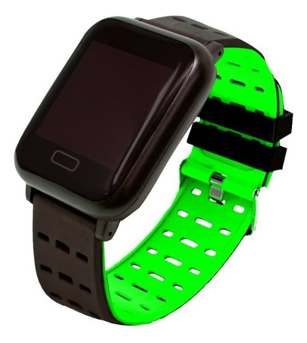 Smartwatch Sport Touch Bluetooth Celular Necnon K-3t Verde Caja Negro Correa Verde Lima Bisel Negro