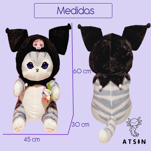 Juguete Peluche Kawaii Fusand Vestido De Kuromi Grande 60cm Color MOFUSAND KUROMI