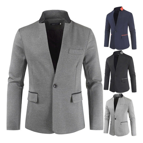 Chamarra Saco Blazer De Corte Ajustado Con Cuello Mao Ca [u]