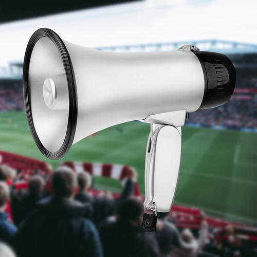 Bullhorn Megáfono Alarma Control De Volumen Ajustable Plata