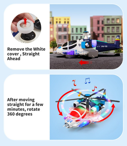 Juguetes Helicóptero Geyiie Avión Luces Y Sonidos 360 Color