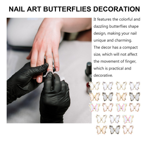 Uñas De Belleza Con Forma De Mariposa Con Diamantes De Imita